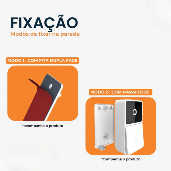 CAMPAINHA/CAMERA PORTEIRO SEM FIO INTELIGENTE BIPE PRO WI-FI